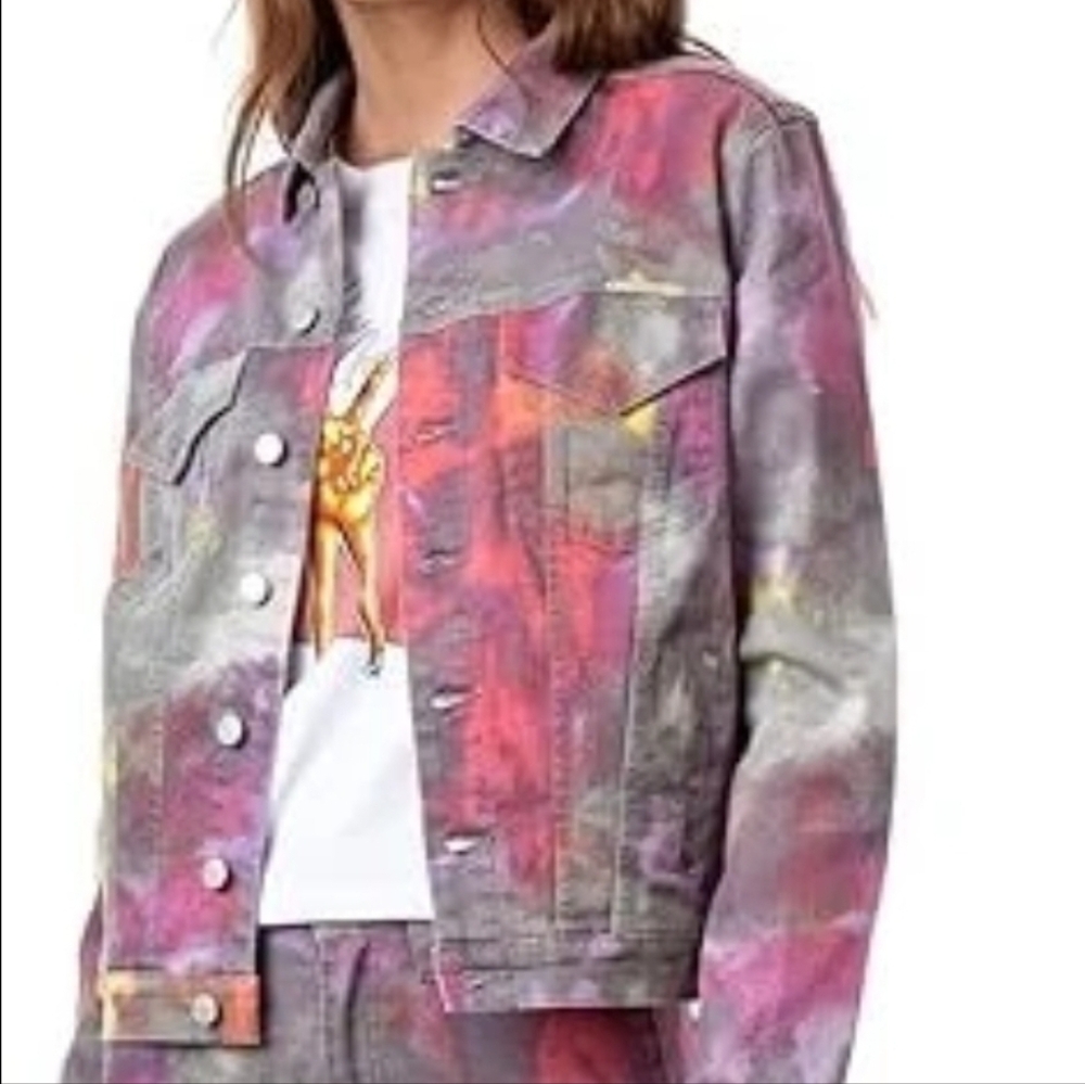 New.Vintage Jordache Tie Dye Denim 90s.Coat Size.L .